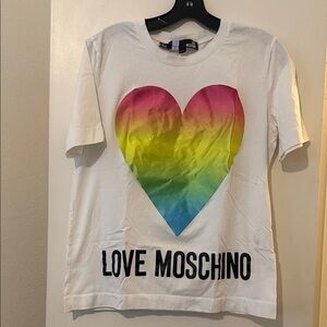 Love Moschino Rainbow Heart Tee - White